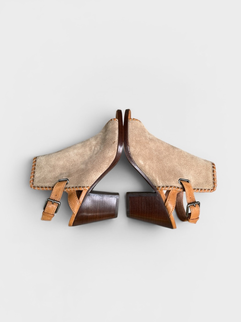 Frye Dani Shield Whipstitch Mule in Beige Suede Women's Size 7 1/2 - Picture 6 of 10